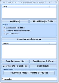 Word Frequency Count In Multiple Text & HTML Files Software screenshot